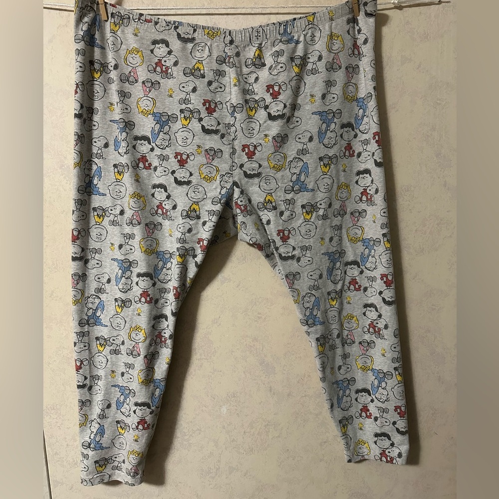 Peanuts Gray Leggings with Elastic Waistband